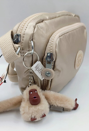 Kipling Bolsa Crossbody Hubei Starry Gold Original Starry Gold Liso Plata Beige