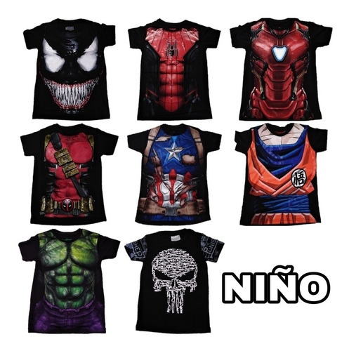 Playera Spandex Thor Batman Spiderman Joker Hulk Flash Robin
