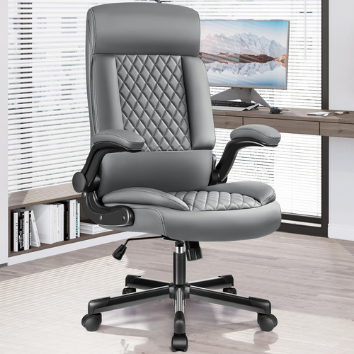 Silla De Oficina Ergonomica De Piel Sintetica, Altura Ajusta