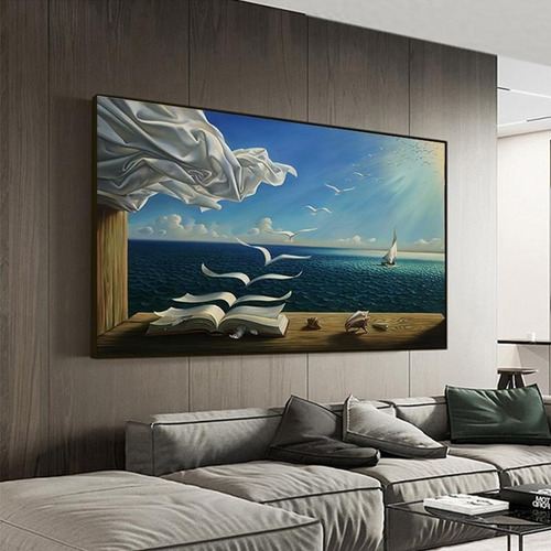Imagen 4 de 10 de Cuadro-dali -the Waves Libro Velero-decorativo- Hd 120x90cm.