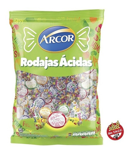 Caramelos Rodajas Acidas Arcor Caramelo Frutal X 930g 