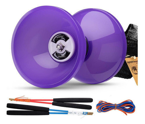 Diabolo Profesional Chee Mong Púrpura 12.7 Cm Con Palos