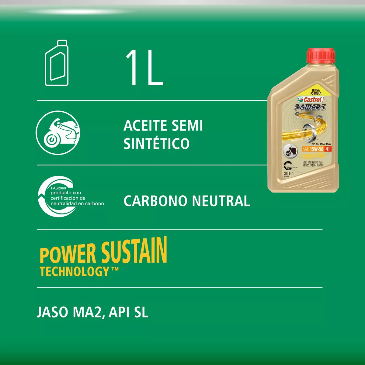 Primera imagen para búsqueda de castrol power 1 15w50