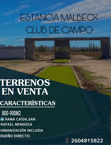 Terrenos Barrio Privado En Construccion En Rama Caida, San Rafael, Mendoza