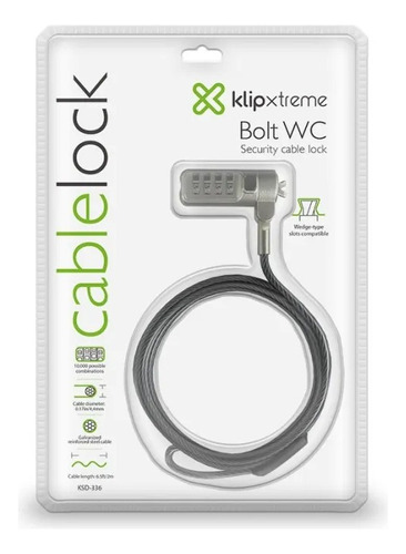 Candado De Seguridad Con Clave Klipxtreme Ksd-336 2m