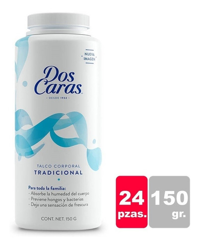 Caja Talco (perfumado Aroma Floral)  Dos Caras  Tradicional 150g / 24 Pzas.