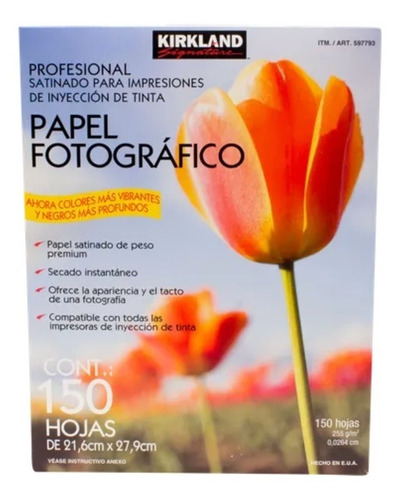 Papel Fotográfico Premium Kirkland Tamaño Carta 150 Hojas