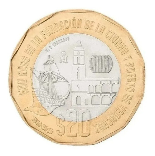 Moneda 20 Pesos Veracruz.