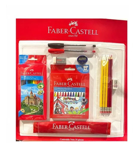 Faber Castell Set Escolar Plumones Colores Lápices Estuche