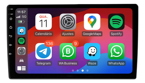 Multimidia Universal Android 13 Carplay 2gb 64gb 10p 2cam