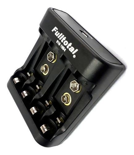 Imagen 2 de 6 de Cargador +2 Baterias 9v 200mah Carga Aa Aaa Entrada Usb