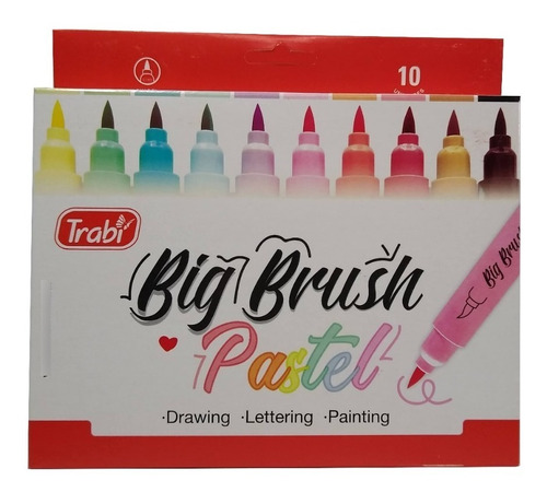 Marcadores Trabi Big Brush Pastel X 10 Punta Pincel