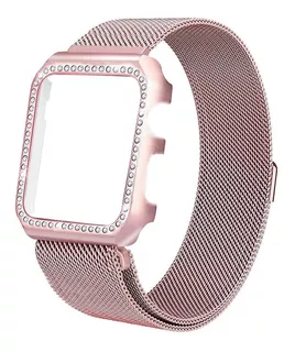 Conjunto Luxo Pulseira + Case Strass Para Apple Watch E Iwo