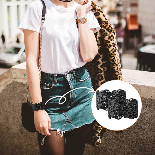 2 Piezas De Pulsera Negra Mujer, Estilo Gótico, Estilo...