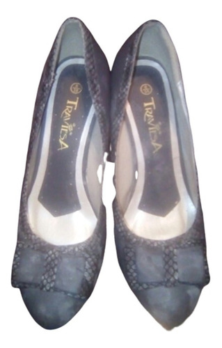 Tacones Traviesa Talla 38 Color Gris 2par