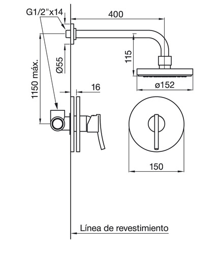 Imagen 3 de 6 de Griferia Fv Libby Mono Bañera C/trans 106/39-cr Proyectar