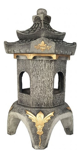 Luminaria Jardim Japones Kit Com 2 Luminarias De Resina Cinz