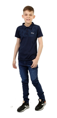 Conjunto Infantil Masculino Camiseta Camisa Polo Calça Jeans