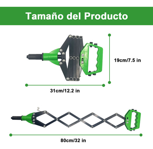 Lyakixazy M6DTOOL0026 remachadora verde de 1/4"