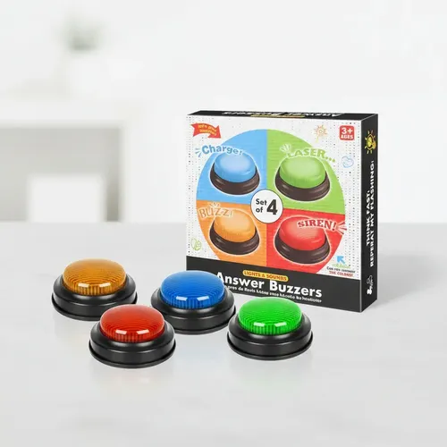 Set De 4 Timbres De Respuesta Con Luces Y Sonidos – Pulsadores De Colores (Rojo, Amarillo, Azul, Verde) Para Juegos Educativos, Ideal Para Niños A Partir De 3 Años Y Fiestas