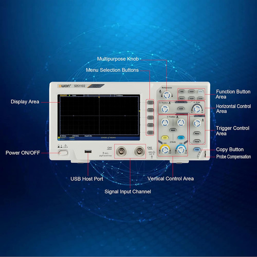 Osciloscopio De Escritorio Digital Sds1102 100mhz 2 Canales