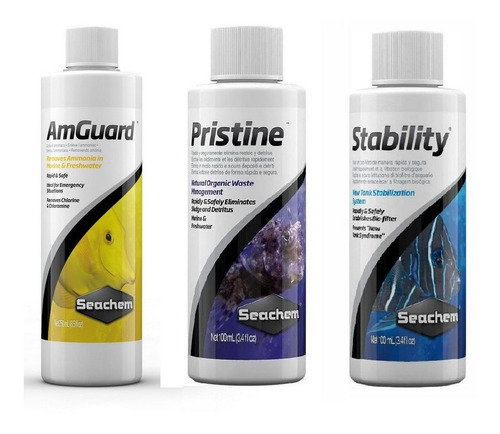 Kit Seachem Amguard + Stability + Pristine 100ml 