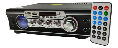 Amplificador Le706 Bluetooth Usb Sd Fm Karaoke Bivolt 2 Ch Cor Preto Potência De Saída Rms 60 W