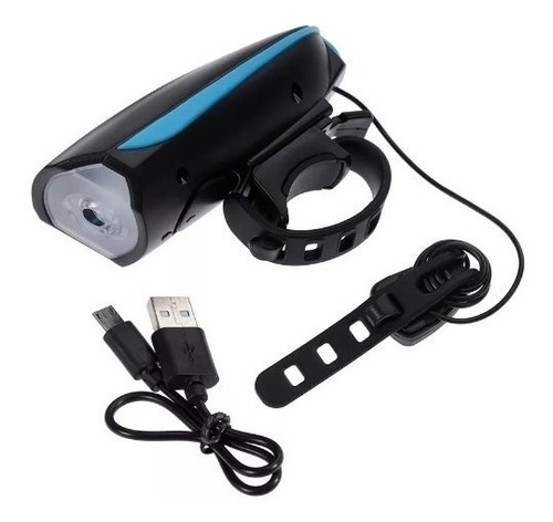 Imagen 2 de 3 de Luz Delantera Led Usb De Bicicletas Con Bocina 250 Lumens