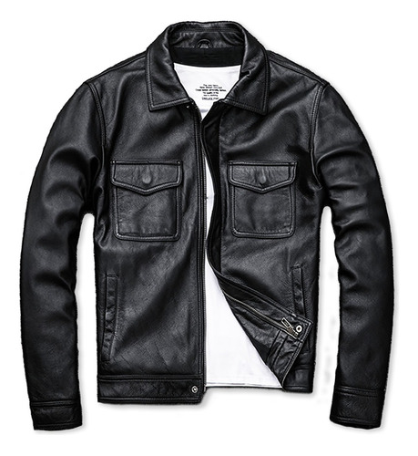 Chaqueta De Cuero Hombre 100% Cuero Natural, Imp Datofertas