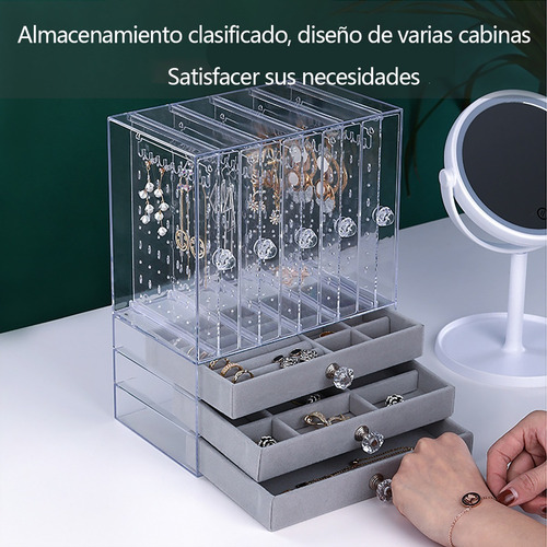 Imagen 5 de 10 de Caja Acrilica Organizador Aros Y Joyas A Cajones