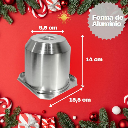 Forma Para Panetone Trufado Com Tampa Em Aluminio Furo Meio