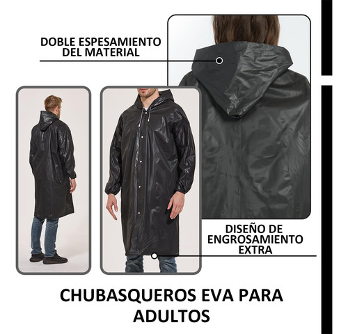 2pz Poncho Impermeable Eva Reutilizable Portátil Para Lluvia