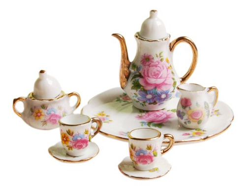 8pcs Casa De Muñecas En Miniatura Té Taza Plato Comedor De