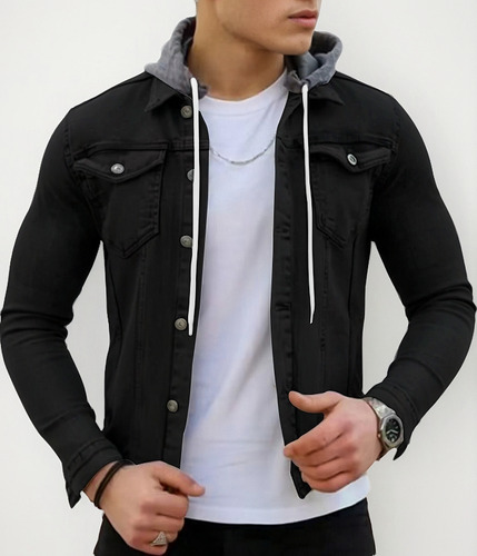 Chaqueta Casual Con Capucha De Corte Ajustado