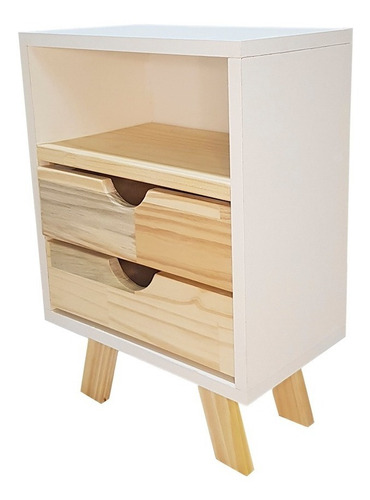 Imagen 5 de 10 de Combo De 2 Mesa De Luz Pino Y Melamina - Escandinava Nordica