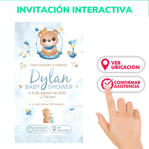 Invitación Digital De Baby Shower Con Ositos 