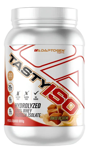 Tasty Iso Proteína Isolada Hidrolisada Adaptogen 900g Whey Sabor Doce De Leite