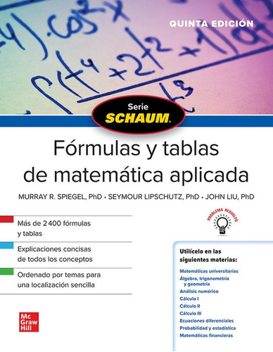 Libro: Schaum Formulas Y Tablas De Matematica Aplicada. Spie