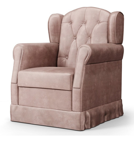 Sillón fijo de lactancia y descanso Lucy Pink Velvet, color rosa