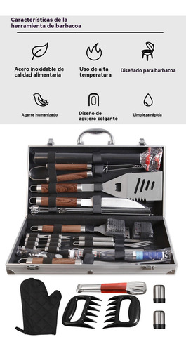 Kit Accesorios Y Utensilios Para Bbq Carne Asada 38 Piezas
