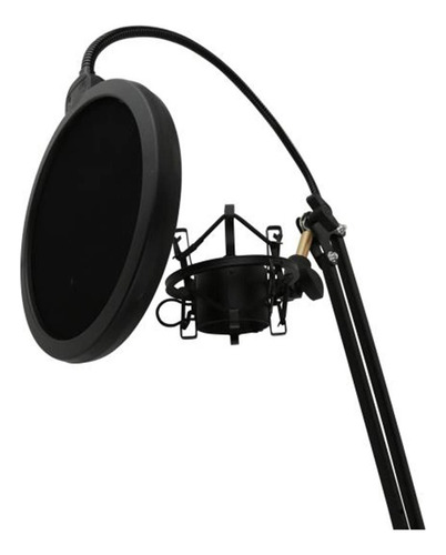 Soporte de Micrófono Pyle de Piso Ajustable con Brazo de Tijera Montaje Antivibración Filtro Anti-pop Adaptador de Rosca de 5/8" Construcción de Metal Duradero