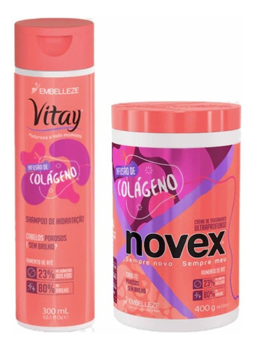  Kit Shampoo Y Baño De Crema Novex De Colageno 
