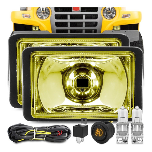 Kit Farol Auxiliar Amarelo Universal Botão Led Milha