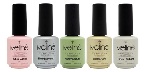 Meline Kit X5 Esmaltes Gel Semipermanente Uñas Manicuria 3c