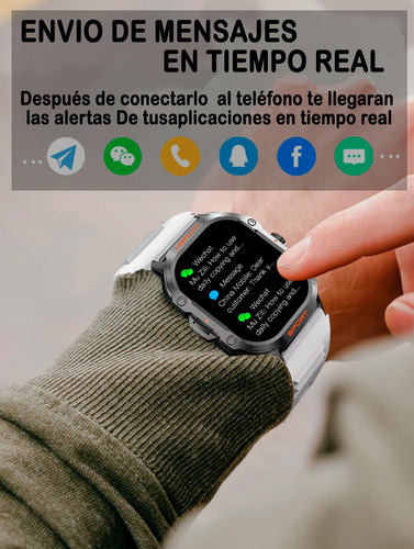 Smartwatch Táctico Deportivo Salud Llamadas Sport Bluetooth Silicona Silicona Gris Silicona