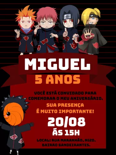 Convite Digital de Aniversario - Tema Anime