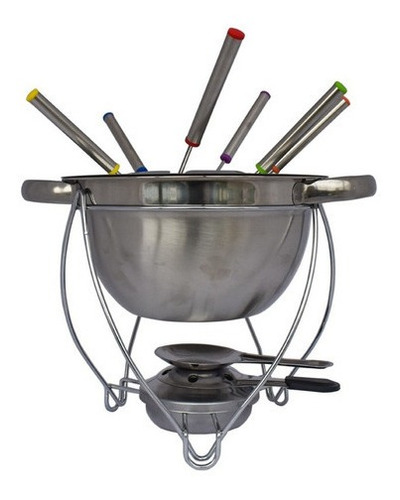 Imagen 4 de 9 de Set De Fondue Acero Inoxidable Calentador 6 Tenedores
