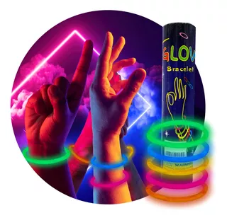 100 Pulseras Neón Fosforescente Glow Stick Fiestas Eventos