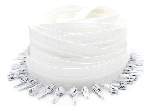 15 Yards Of Ykk Zipper Chain~ 4.5 Coil~ White~made In U...