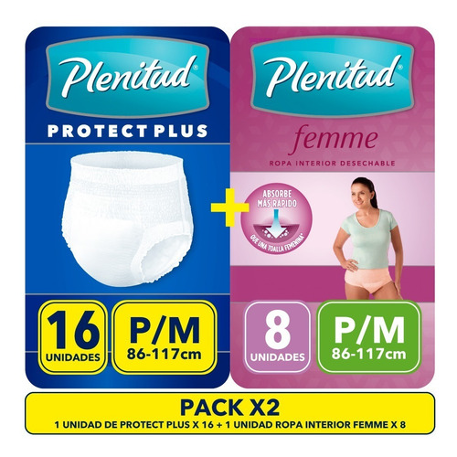 Imagen 1 de 3 de Ropa Interior Plenitud Protect Plus X16 + Pant Femme X8